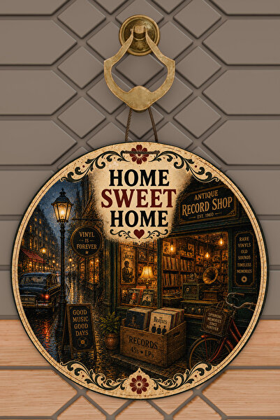 Dormot Home ديكور باب خشبي دائري بتصميم ريترو من هوم سويت هوم، مطبوع عليه شعا...
