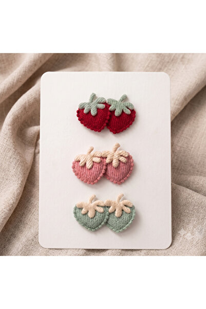 Jeevee 3-Piece Soft Textured Double Strawberry Hair-Free Baby Hair Clip Set
