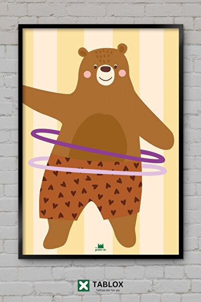 TABLOX Minimal Drawing Bear Hula Hoop Circle Παιδικό Δωμάτιο Ξύλινο Διακοσμητ...