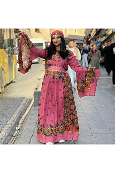 Yöresel Etnik Elbise Mardin %100 Doğal Pamuklu Renk-Pembe Özel Üretim!!