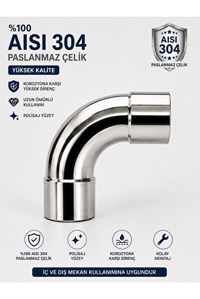 OnurBüküm 90 Derece 32lik 304 Kalite Paslanmaz Şişme / Geçme Dirsek