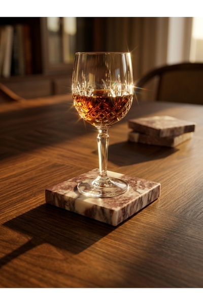 Pergamon Marble & Design Dark Violet Marble Coaster Real Marble 4 Pieces