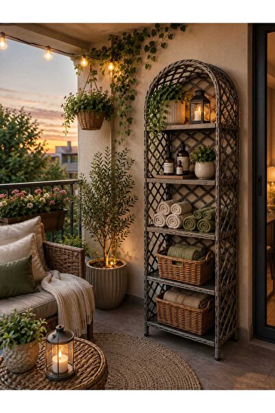 BİVA El İşçiliği Rattan Dekoratif Kitaplık Kahve Köşesi, Çiçeklik, Havluluk, ...
