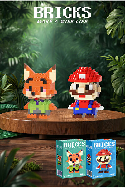 Bricks make a wise life Nick ve Mario 3D Yapboz - İkili Set - Mikro Blok Yapı...