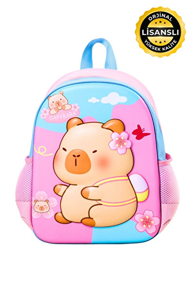 capybara Licensed Kindergarten Backpack 3D Embossed Lightweight Nursery Schoo...