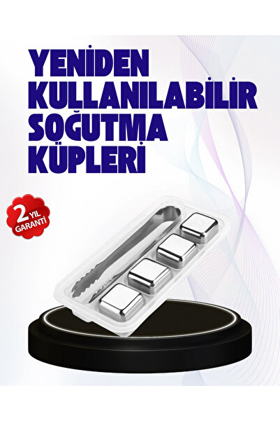 ARMÜZ Metal Ice Cube Set and Ice Clip Made of Stainless Steel