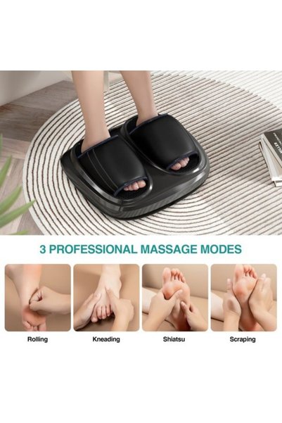 MJK Foot Massager Machine with Heat Deep-Kneading Therapy Air Compression Shiatsu for Wellness & Relaxation Open-toe Style Vibration Massager