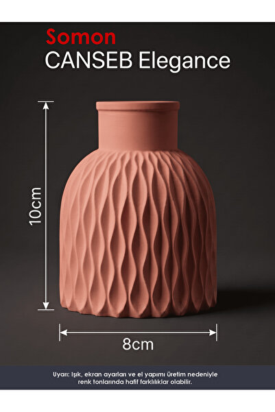 CANSEB Elegance Premium - Salmon - Wavy Decorative Vase - 10X8Cm - Hand-Paint...