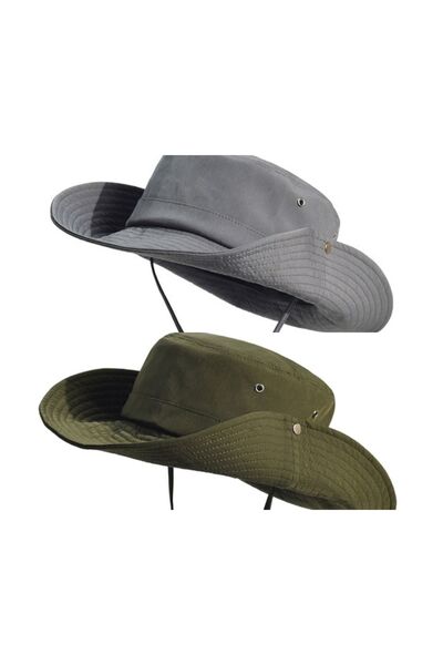 zadenza gold Pack of 2 Summer Foldable Safari Trilby Cotton Cowboy Hats (2 Pi...