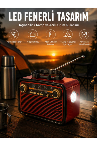 GHN Eskitme Nostalji Tasarımlı Bluetoothlu Nostalji Radyo Ahşap Nostaljik Görünümlü