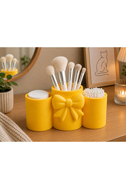VOLOYAS Bow Detailed Makeup Organizer |   3-Compartment Cosmetic Organizer | ...