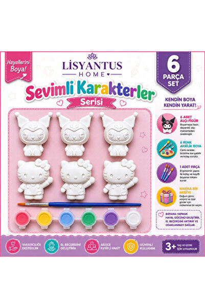 LİSYANTUS HOME Sevimli Karakterler Serisi – 6 Parça Karma Boyama Seti/Hello K...
