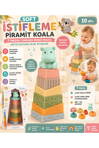 TRUST STORE Soft İstifleme Piramit Koala 7 Parçalı Yumuşak Denge Kulesi Eğiti...