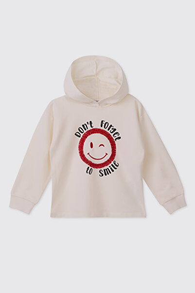 Panço Kız Bebek Ekru-Kırmızı Sweatshirt