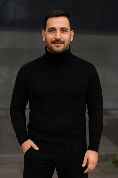 Mariposa Secret Men's Full-Length Turtleneck Knitwear Sweater Thick Ribbed - ...