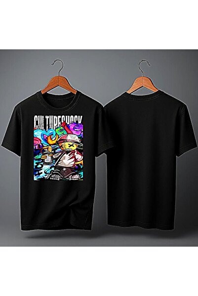 ELFERA Earthquake Graffiti Colorful Black Printed Tshirt