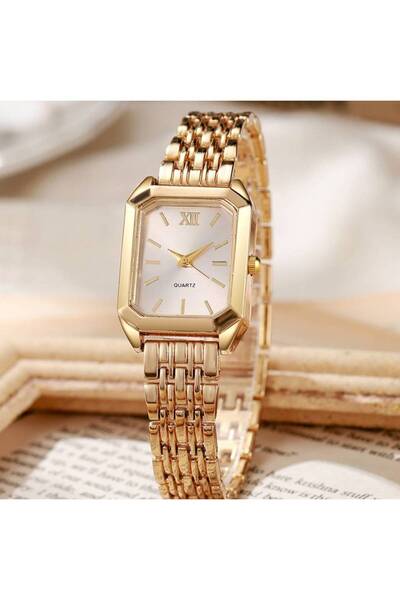 Meıbo Women's Square Quartz Watch - Gold Metal Bracelet