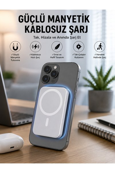 Lisinya LF-100 MagSafe 5.000 mAh Kablosuz Şarj