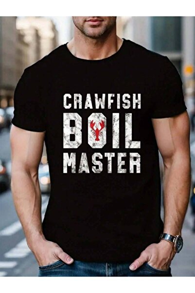 KYMC07 تي شيرت رجالي أسود من القطن 100% بتصميم Boil Master للاحتفالات والمناس...