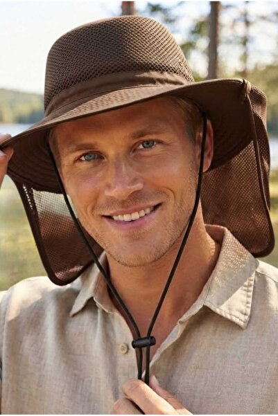 Uniquetrenders Men's Nape-Protecting Mesh Safari Hat Uv Sun Protection Drawst...