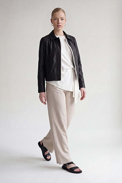Levidor Khaki High Waist Linen Trousers