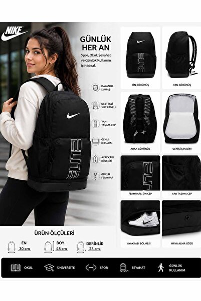 Nike Elite Backpack 30X48X23 cm with Shoe Compartment Sports School Travel Da...