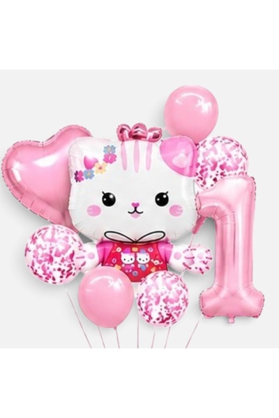 ALYA Parti 1 Yaş hello kitty doğum günü seti doğum günü konsepti