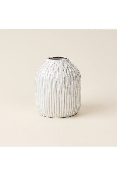 Evidea Deco Lisa Stoneware Vazo - Krem - 15x13 cm
