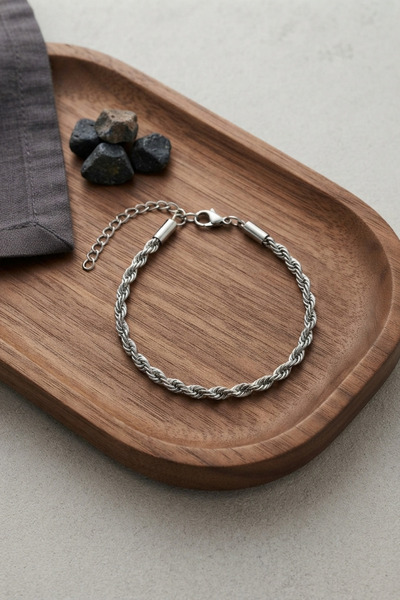 Clariss 316L Steel Silver Color Twisted Chain Model Men's Bracelet