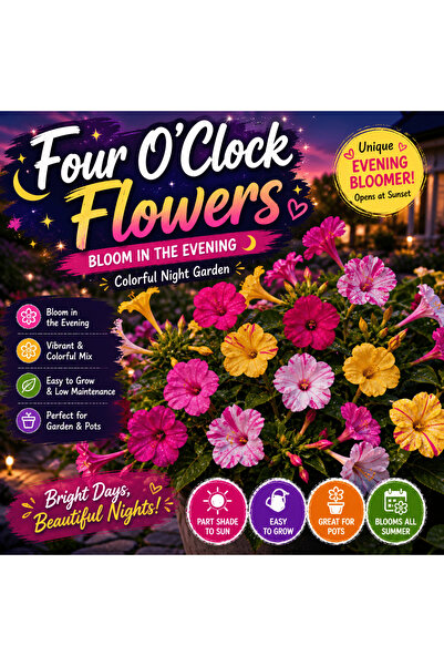 Bloom & Sow Seed 100 بذور زهرة فور أوكلوك، زهرة ميرابيليس جالابا المزهرة في ا...