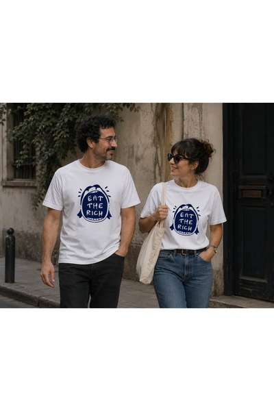EAT THE RICH Baskılı Unisex Regular Tişört