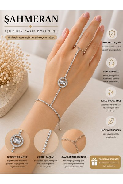 LUMİERE JEWELRY 316L Çelik Zirkon Şahmeran bileklik