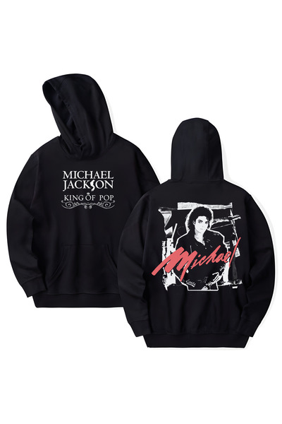 STİL-X Φούτερ με κουκούλα από βαμβάκι με στάμπα Michael Jackson, μακρυμάνικο,...