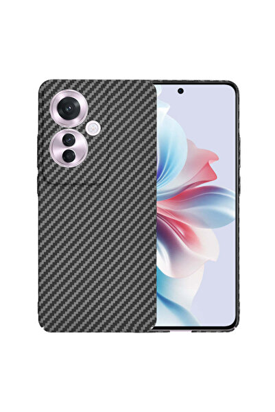 Techsuit Husă pentru OPPO Reno11 F, din fibră de carbon, cyan - negru