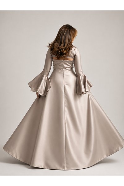 Generic Brand Long Sleeve Bell Sleeve Evening Dress Klosch Gray