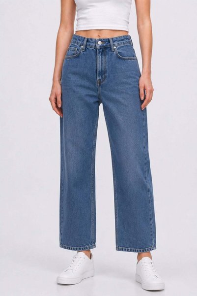 HAKKE PANTALONI JEANS DREPTI CU TALIE ÎNALTĂ