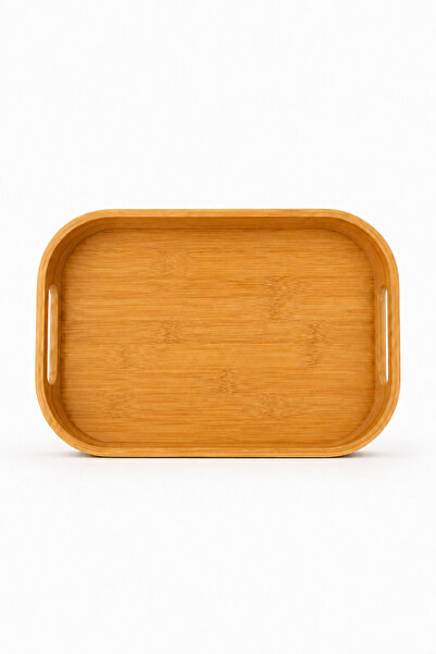 NATUREL DEKOR Bamboo Rectangular Tray with Self-Held Handles 33X25X5 cm - Dec...