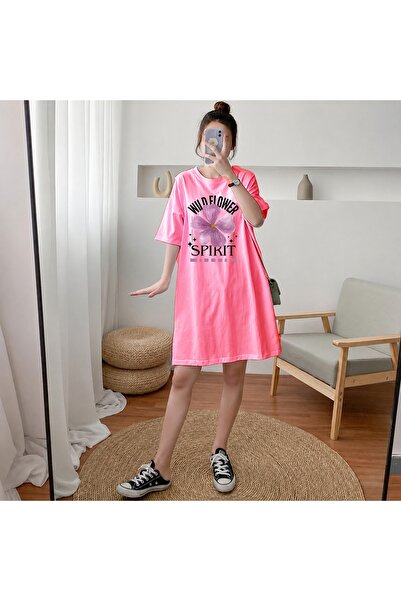 classy moda Γυναικείο μπλουζάκι με γραφικά λουλούδια, εξαιρετικά μακρύ και με...