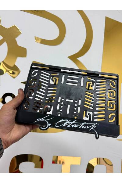 B&E Customs Lazer Atatürk İmzalı Pleksi Motor Plakalığı Siyah – Lazer Kesim Dekoratif Motorsiklet Plakalık