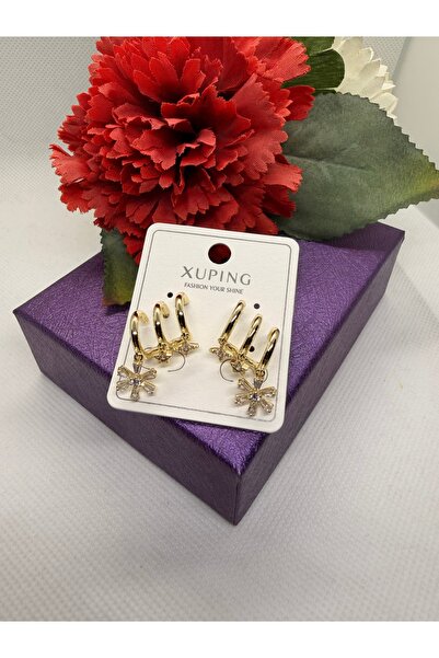 XUPING JEWELRY أقراط فولاذية متدلية على شكل ندفة ثلجية متعددة المظهر مرصعة بح...