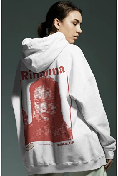 SEVBANO Rihanna Badgirl Singer Back Printed Unisex Oversize Combed Cotton Hoodie