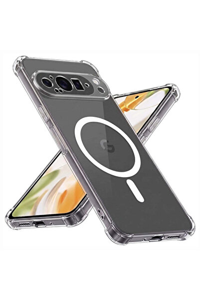 Techsuit Калъф за Google Pixel 9 Pro, Удароустойчив Прозрачен Силиконов MagSa...
