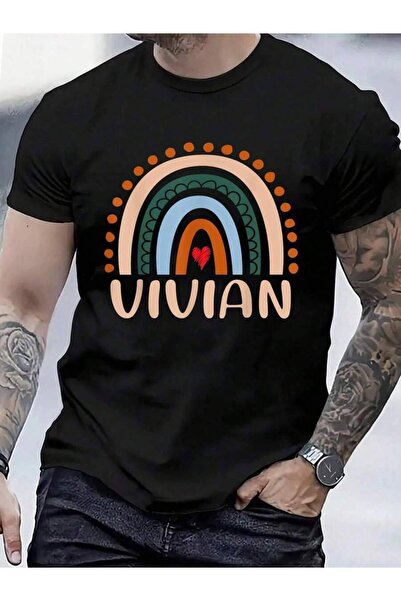 9TAY 100% Cotton Name Personalized Funny Women Rainbow Vivian T-Shirt Men's W...