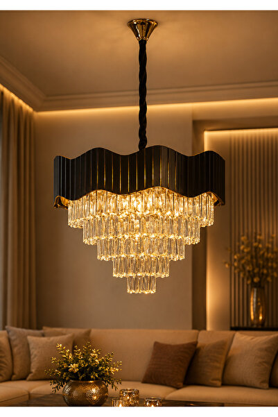 Generic Brand High-End Crystal Chandelier 60cm Multi-Place Classic Design Bla...