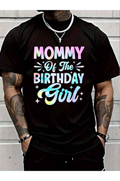 KYMC07 قميص 100% قطن بطبعة "أمي فتاة عيد الميلاد" بتصميم تاي داي للحفلات والع...