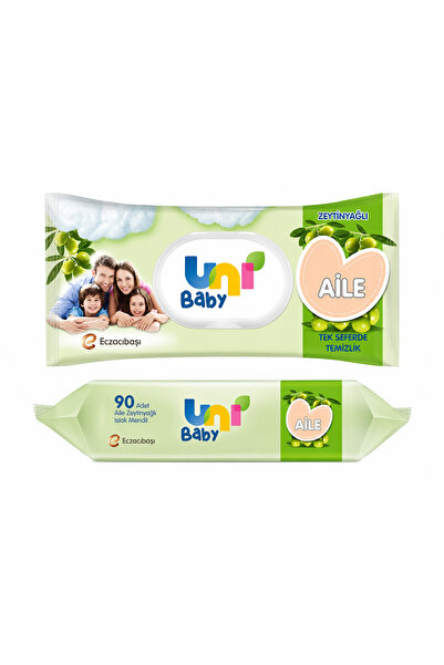 Uni Baby 1 PAKET Aile Zeytinyağlı Islak Mendil 90'lı