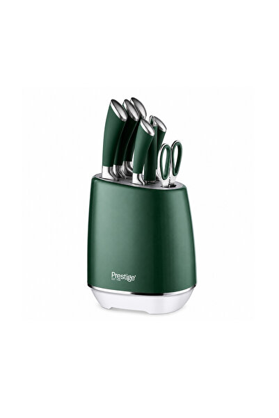 Prestige 8-Piece Stainless Steel Knife Block Set - Green | Knife set with sta...