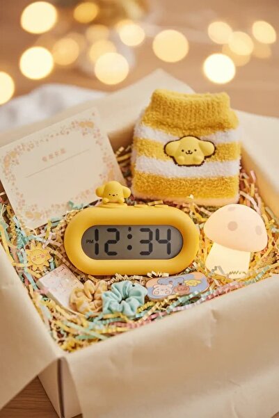 Miniso Lisanslı TUTOGOU Figürlü Çalar Saat Sarı – LCD Ekranlı Renkli Tasarım