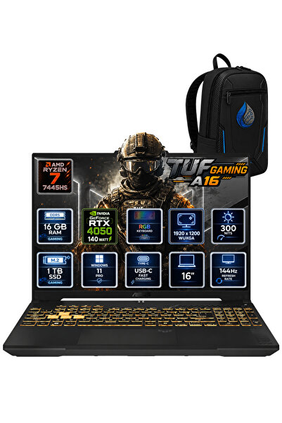 ASUS TUF Gaming A16 AMD Ryzen 7 7445HS 16 GB DDR5 1 TB SSD RTX 4050 6GB 16'' ...
