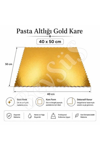 BeySüS Cake Base Gold Square 40X50 cm